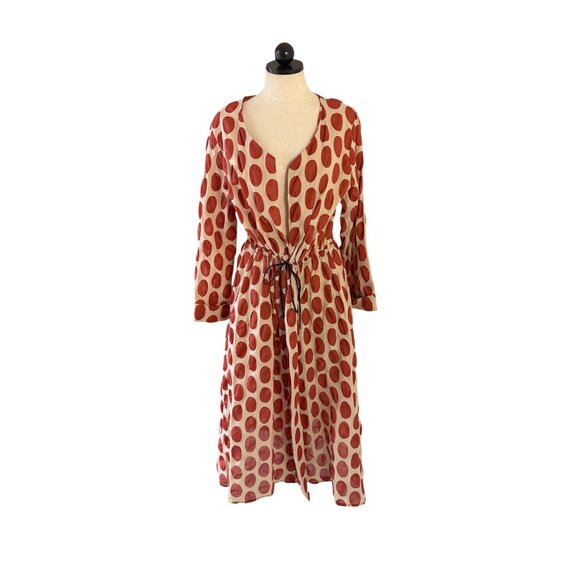Moyuru Womens Polka Dot Tunic One-piece Dress Size M/L Burnt Orange Cotton - Picture 12 of 16